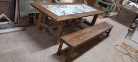 Nu Te Koop:  (binnen) Tafel steigerdelen met Portugese cementtegels