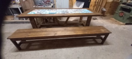 Nu Te Koop:  (binnen) Tafel steigerdelen met Portugese cementtegels