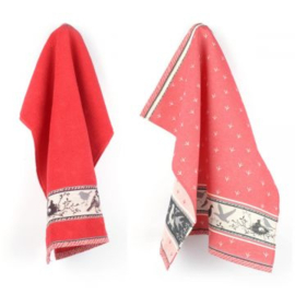 Bunzlau Keukendoek óf Theedoek - Vogels Rood