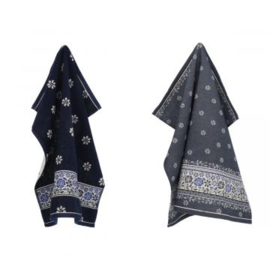 Bunzlau Keukendoek óf Theedoek - Belle Fleur Donkerblauw