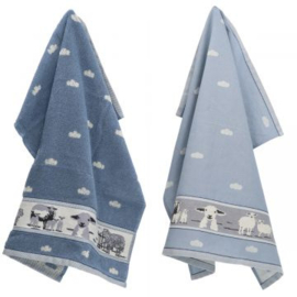 Bunzlau Keukendoek óf Theedoek - Schapen Grijsblauw