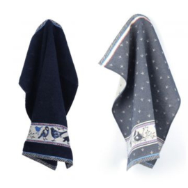 Bunzlau Keukendoek óf Theedoek - Vogels Donkerblauw