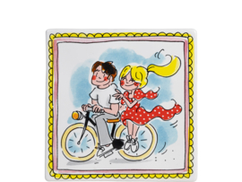 Blond Even Bijkletsen tegel fiets