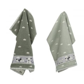 Bunzlau Keukendoek óf Theedoek - Schapen Groen