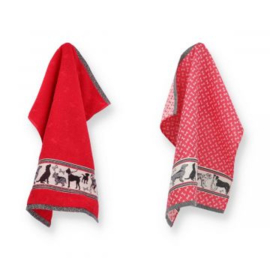 Bunzlau Keukendoek óf Theedoek - Honden Rood