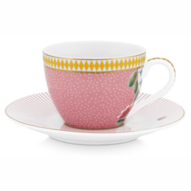 Pip Studio Majorelle espresso kop en schotel roze