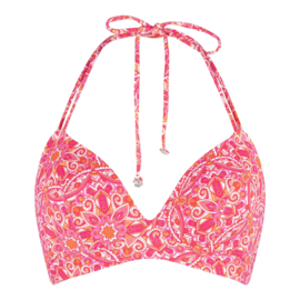 LDS triangle bikinitop Hotpink Paisley