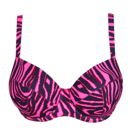 Malabo Voorgevormde Balconette Bikinitop - Hot Pink Zebra