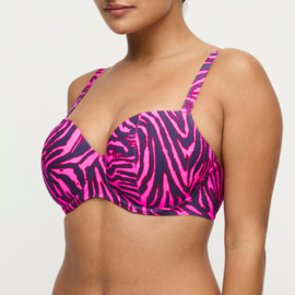 Malabo Voorgevormde Balconette Bikinitop - Hot Pink Zebra