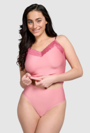 High Waist Brazilian Lace - Rose Pink