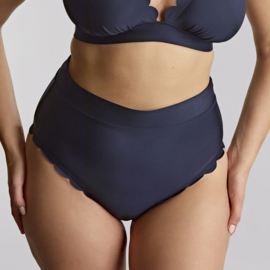 Signature Scallop Hoog Bikinibroekje - Ink Blue
