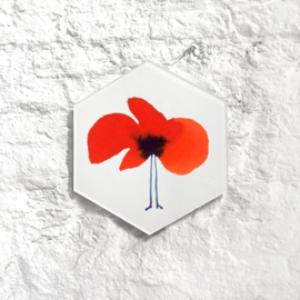 Muurbloempje Rood 52 - zeshoek 20x23cm