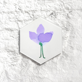 Muurbloempje Lila 57 - zeshoek 20x23cm