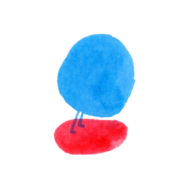 Een blauwe stip met een zwaar leven, print op plexiglas