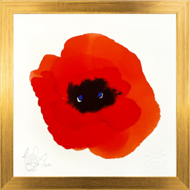 Poppy,  een troost schilderijtje 15 x 15 cm