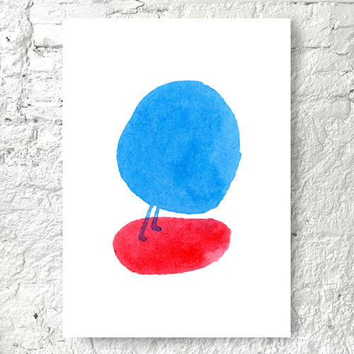 "A Blue Dot with a Heavy Life" is a humorous painting that reminds you of the affirmation: I am strong, I am flexible, I am balanced.