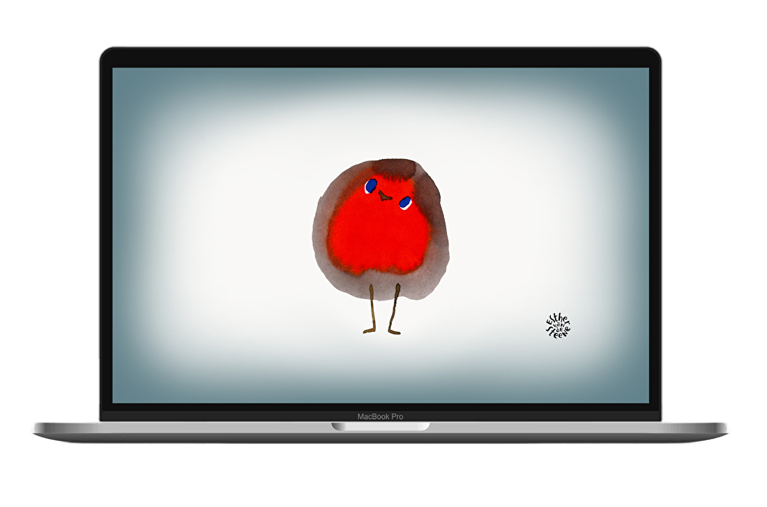 Desktop achtergrond met roodborstje voor laptop van Esther van de Steene
