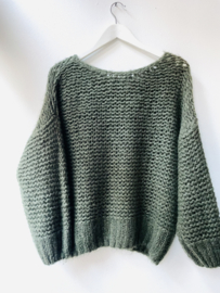 Grofgebreide knit- armygreen