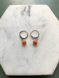 Coral bead earrings