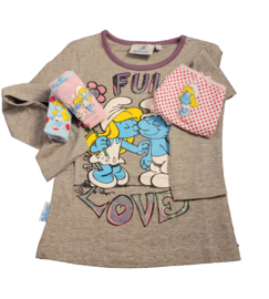 T-shirt Grijs Full of Love set met Smurfin ondergoed