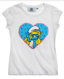 T-Shirt White Smurfin Heart met girls ondergoedset