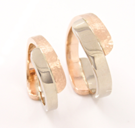 Trouwringen Link Whitegold Redgold