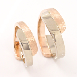 Trouwringen Link Whitegold Redgold