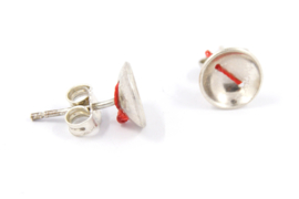 Klenicki Jewelry - Oorknopjes zilver met rood detail - 11153