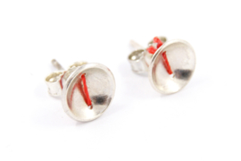 Klenicki Jewelry - Oorknopjes zilver met rood detail - 11153