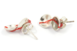 Klenicki Jewelry - Oorknopjes zilver dubbel met rood detail - 11154