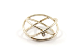 Dorien de Jonge - Zilveren 3 banden ring met diamant - 2R06