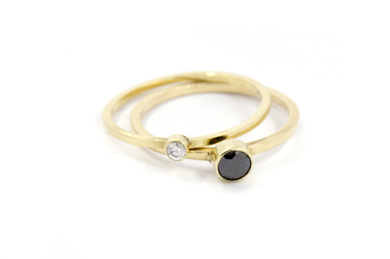 Beste Galerie Puur - 14k geel gouden ring met zwarte diamant - 11409 TN-37