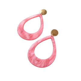 Floortje glans | roze druppel oorbellen