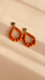 Juna hout | oranje oorbellen druppelvorm