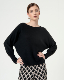 Surkana Boatneck jumper Batwing sleeves- Black 554NEVI235