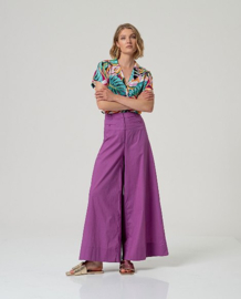 Surkana  Wide Leg Pants With Yoke-Purple  526BAKU523