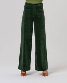 Surkana  Wide Leg Trousers with Patch Pockets-Khaki 556TASS523
