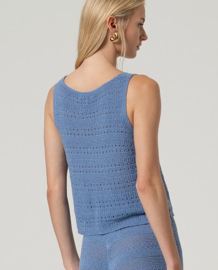 Surkana  Buttoned V-Neck Cardigan-Dusty Blue 516MIBO013