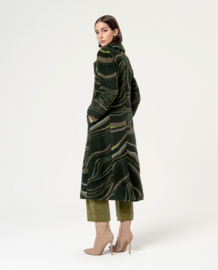 Surkana Long Coat with Single Crossover Green 564ALCU423