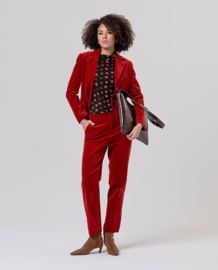 Surkana  Wide Leg Trousers with Patch Pockets-English Red 556TASS523