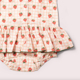 Little Green Radicals- Srawberry days Ruffle Romper