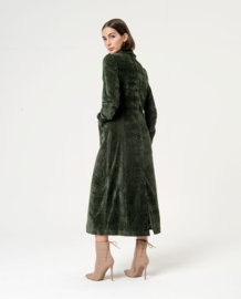 Surkana Velvet Double Crossover Long Coat Green 564RITE421