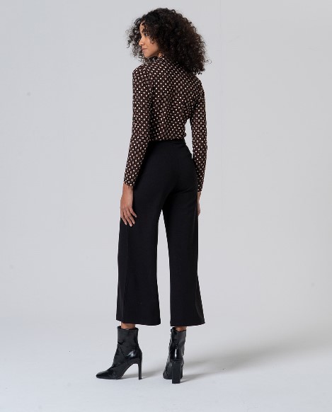 Surkana  Wide Pants With Waist Buttons-Black 565LISA512