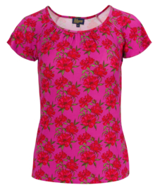 LaLamour-Butterfly Top-Fuchia Flowers