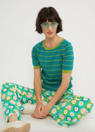 Blutsgeschwister Top Pretty Preppy Green Jade Ribbons Stripes