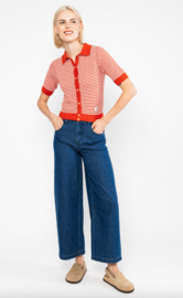 Blutsgeschwister Knitted Top-Petite Poloette-Mixed dots Red White