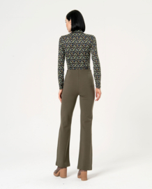 Surkana Flare Trousers- Knitted blunt knit Khaki  554NERA514