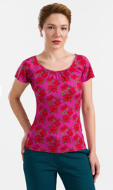 LaLamour-Butterfly Top-Fuchia Flowers