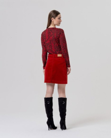 Surkana  Mini Skirt with Patch Pockets-English Red 556TASS627
