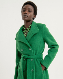 Surkana Belted Coat With Printed Lining Green 563WAXX423